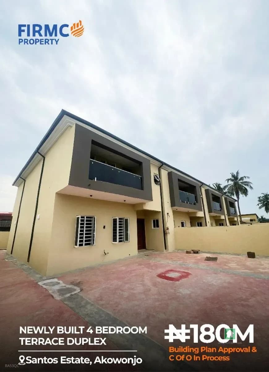 Newly Built 4-Bedroom Terrace Duplex in Santos Estate, Akowonjo